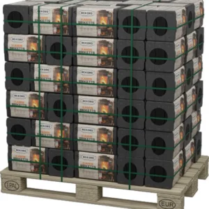 REKORD Braunkohle Briketts auf Palette 90x10kg Bündel, 900kg Palette / Gluthalter / Nachtbriketts, inklusive EUR-Palette (kein Tausch)