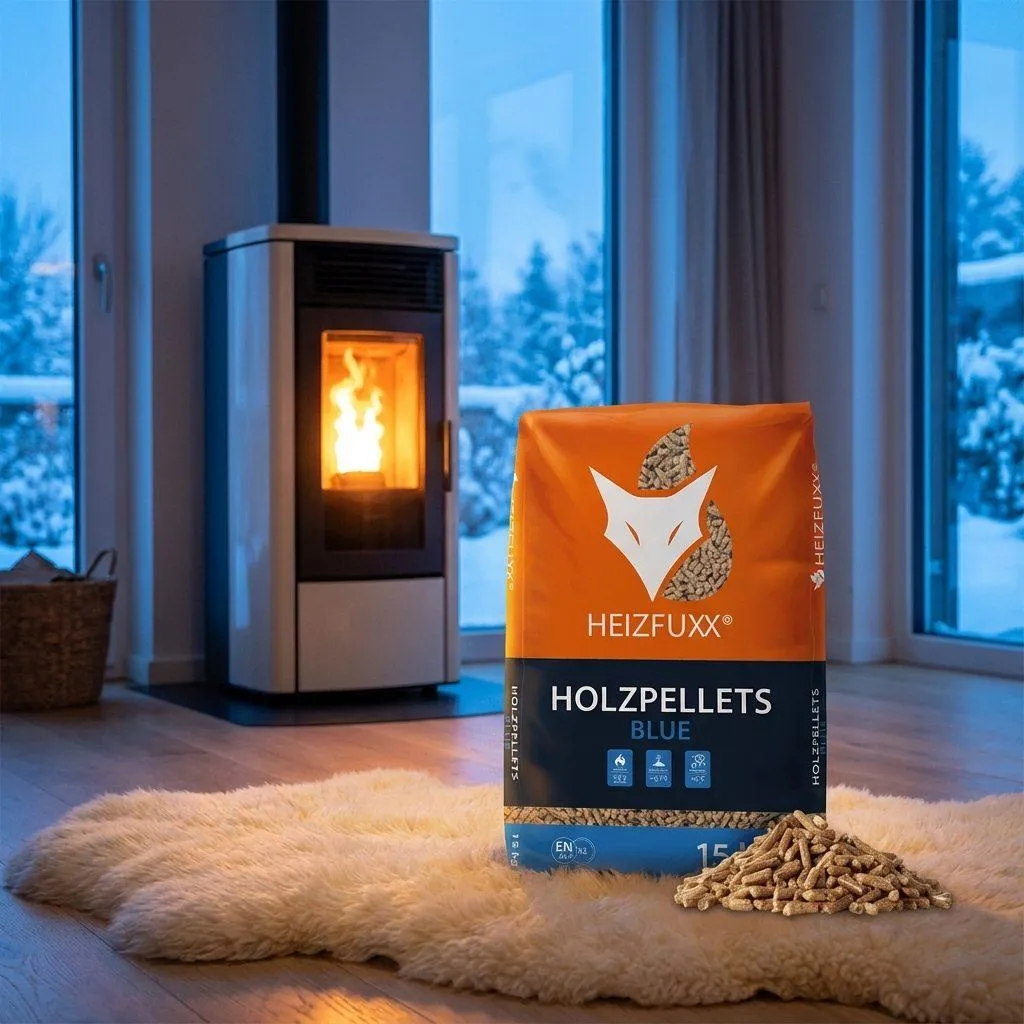 Heizfuxx Holzpellets Blue 15kg x 65 Sack 975kg Palette – Bild 2